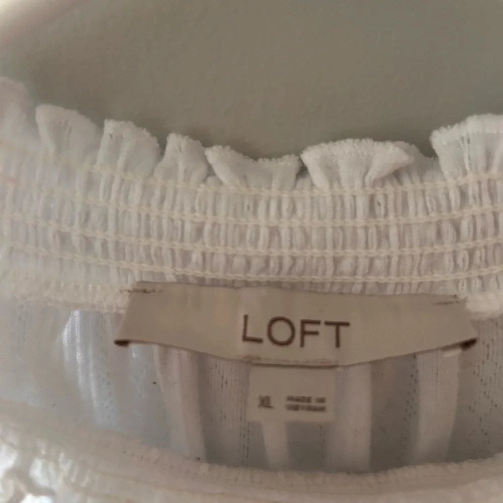 LOFT White Textured Ruffle Top - Picture 2 of 3